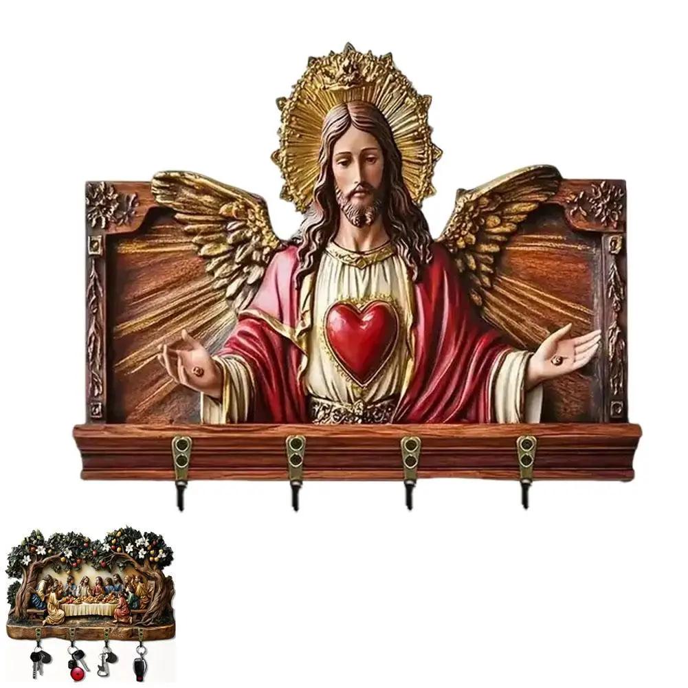 Wooden Wall Keychain Hanging Classic Wooden Nativity Shared Holder Keychain Ornament Key Up Movie Keychains Hooks Scene Han T9O6