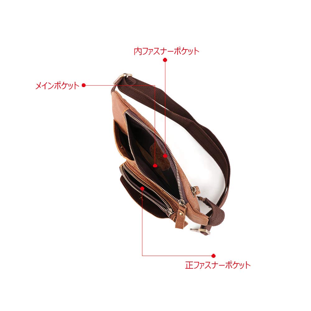 Whatna 3way Natural Cowhide Body Shoulder Bag Waist Pouch Genuine Leather Thick Leather Crossbody Bag Sports Bag Bicycle Casual Excursion Travel