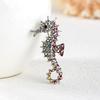 Rinhoo Sparkling Rhinestone Seahorse Brooches Fashion Cute Sea Animal Brooch Pins for Kids Women 3 Color Available Badge Jewelry