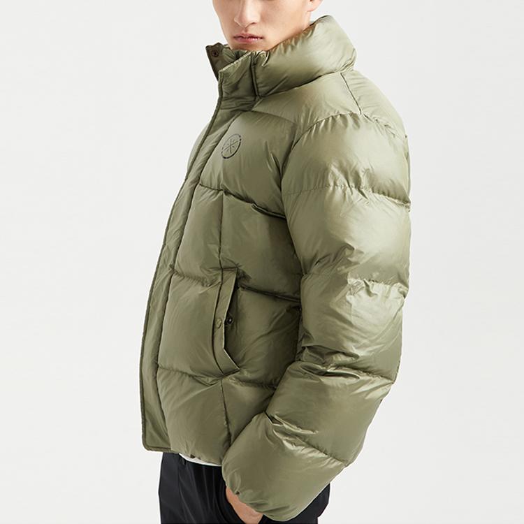 Li Ning Wade Series Loose Warm Stand Collar Cotton Jacket Winter Men Jacket Deep-Moss-Green AJMQ021-3