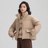 Women's Windproof Stand-up Collar Lightweight Fluffy Warm Cold Loose Short Casual Sports High Quality Fabric Coat Cotton Jacket