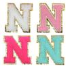 4Pcs Chenille Letters Patches Embroidery Iron On Letters Patch Appliques For Clothing Sticker Diy Accessories Large Size: 8.2Cm