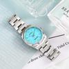 BUREI Women's Analogue Waterproof Quartz Watch, Couple's Watch, Popular, Simple Design, Silver, Light Blue, Luminous