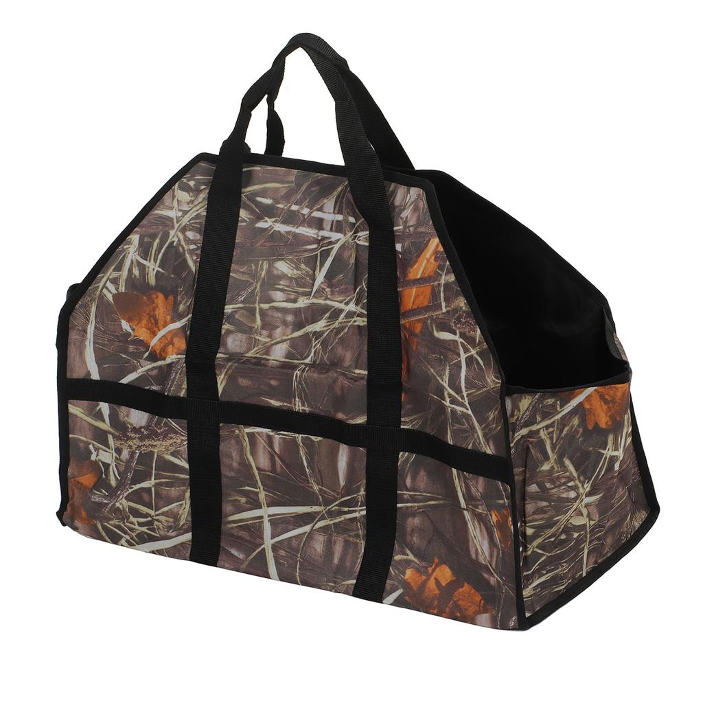 Firewood Carrier Bag Large Capacity Oxford Cloth Wood Log Carrier Tote Bag with Reinforced Handle Leaf Camouflage