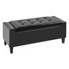 PU Leather Storage Ottoman Bench Storage Chest Tufted Ottoman Cube W/ Flipping Top 92L X 40W X 40H Cm Black