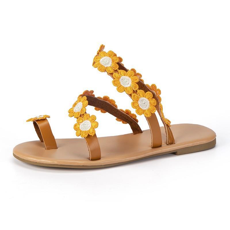 Summer New Large Size Sandals Bohemian Handmade Fashion Sun Flower Cool Slippers