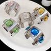 Rhinestone Wide Cuff Bracelet Glossy Metal Open Bangle New Statement Bracelet  Daily Wear