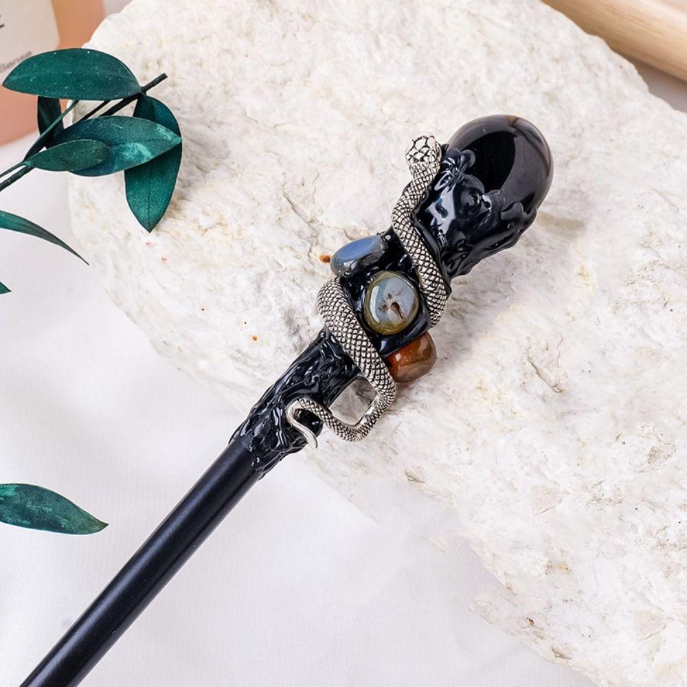 Creative Natural Crystal Magic Wand Handcrafted DIY Crystal Magic Wand Durable Halloween Prop Magic Cane Home Decor