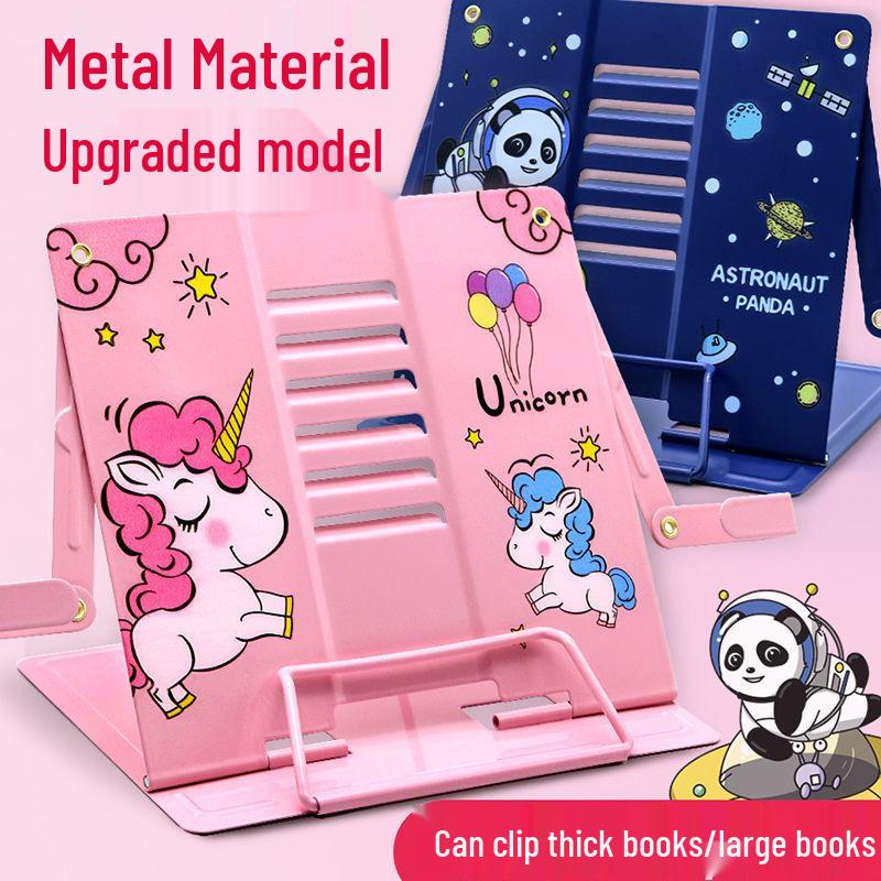 Verstellbarer Schreibtisch-Buchständer mit Buchstützen und Klemmen für Schüler