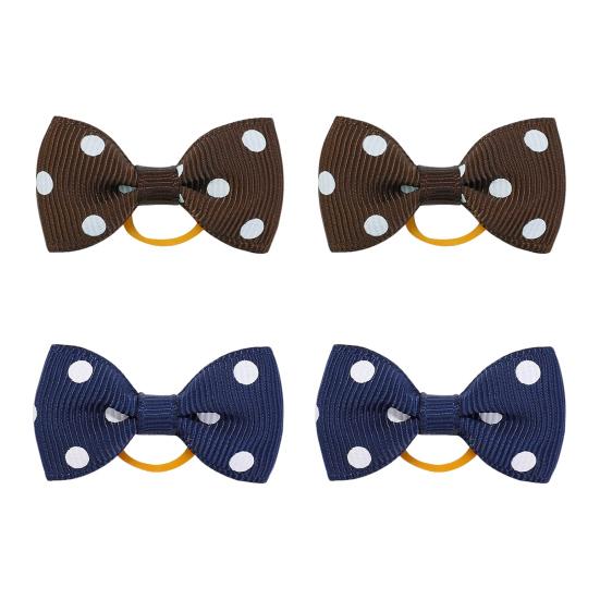 Dog Small Hair Bowknot with Rubber Bands Handmade Hair Dot Bow Pet Grooming Accessories for Party Christmas Birthday