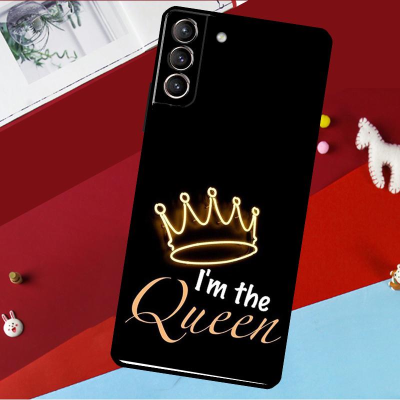 Cute King Queen Crown Funda For Samsung Galaxy S26 S25 S24 S21 S22 S23 Ultra S10 Plus S20 FE S25 FE Phone Case