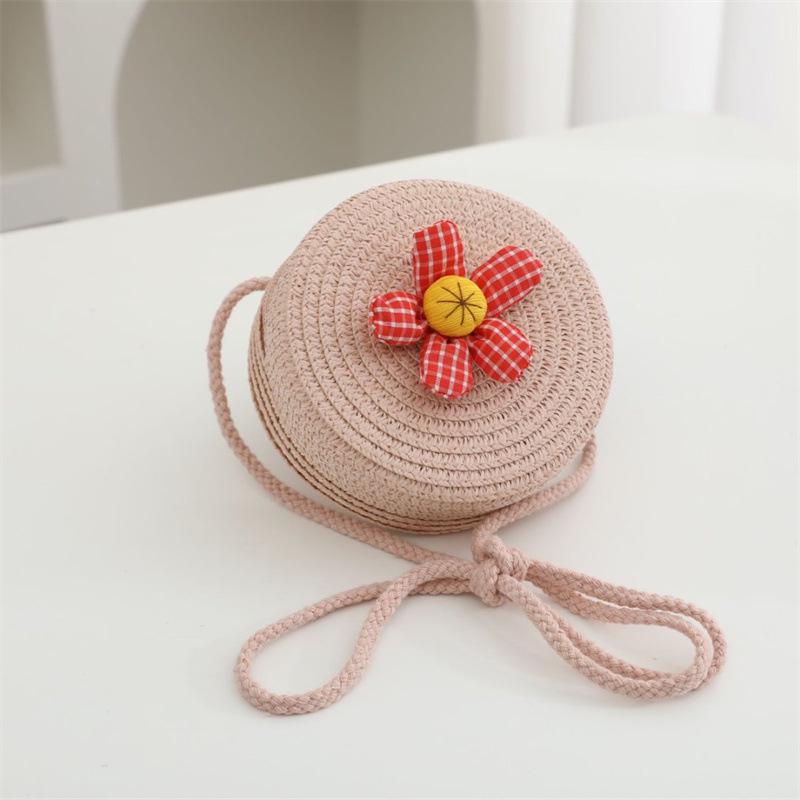 Children's Straw Woven Crossbody Bag - Small Girl's Phone and Coin Purse for Summer Outings and Seaside Trips