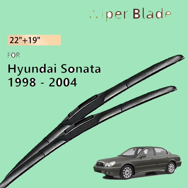 Front Wiper Blade For Hyundai Sonata 1998 - 2004 2003 2002 2001 2000 1999 EF Accessories Natural Rubber Window Brushes 22"+19"