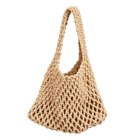Hand Braided Tote Bag Large Capacity Boho Handbag Women Summer Beach Tote Rope Braided
