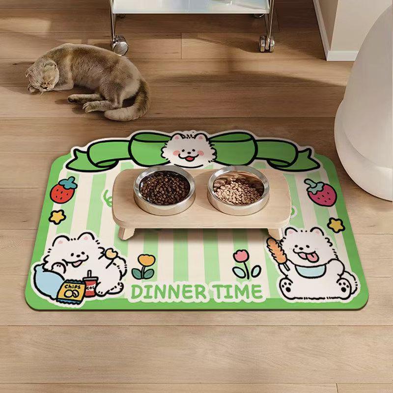 Cartoon Cute Diatom Mud Pet Placemat - Absorbent, Easy-to-Clean Mat for Cats and Dogs 40x60 [Diatom Mud Upgrade]