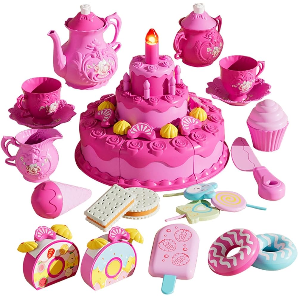 Birthday Cake Toy Realistic Sound and Light Features Pretend Play Cake for Kids