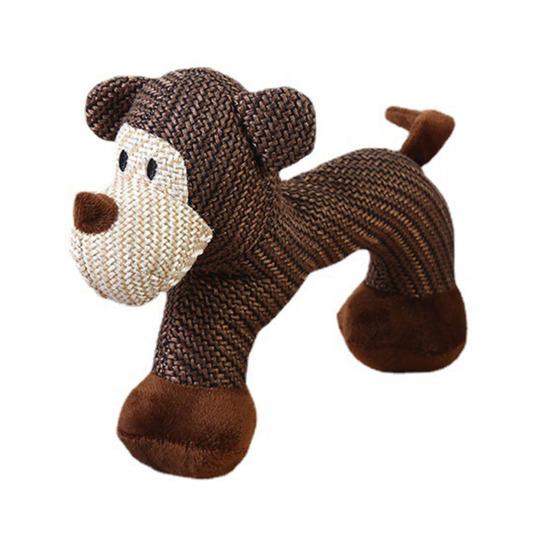 Plush Dog Toy Cute Animal Shapes Squeaky Chew Toy Linen Fabric Stuffed Animals Puppy Teething Toy for Dogs Boredom And Anxiety Relief