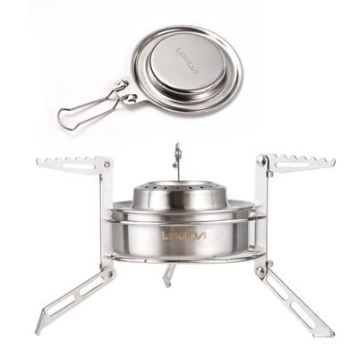 Mini Backpacking Stove with 120ml Alcohol Burner  Fire Cover and Stand  Stainless Steel Folding for