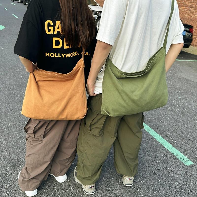 Studentka płócienna torba męska damska torba na ramię kampusowa torba na ramię w jednolitym kolorze