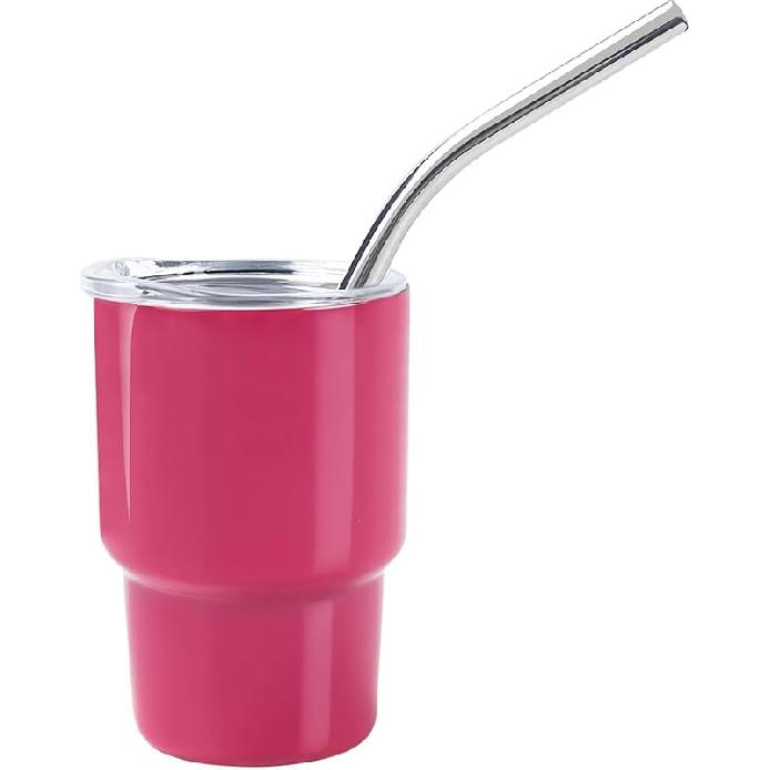 3oz Mini Tumbler Shot Glass with Straw and Lid, Cute Tiny Stainless Steel Car Cup Colorful Vacuum Insulated Cups for Wedding Party Whiskey Cocktail роза розовый