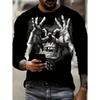 Men's Skull Graphic T-Shirts Long Sleeve Skeleton 3D Print Street Man T Shirt Autumn O-Neck Casual Y2k Top Oversize Men Clothing