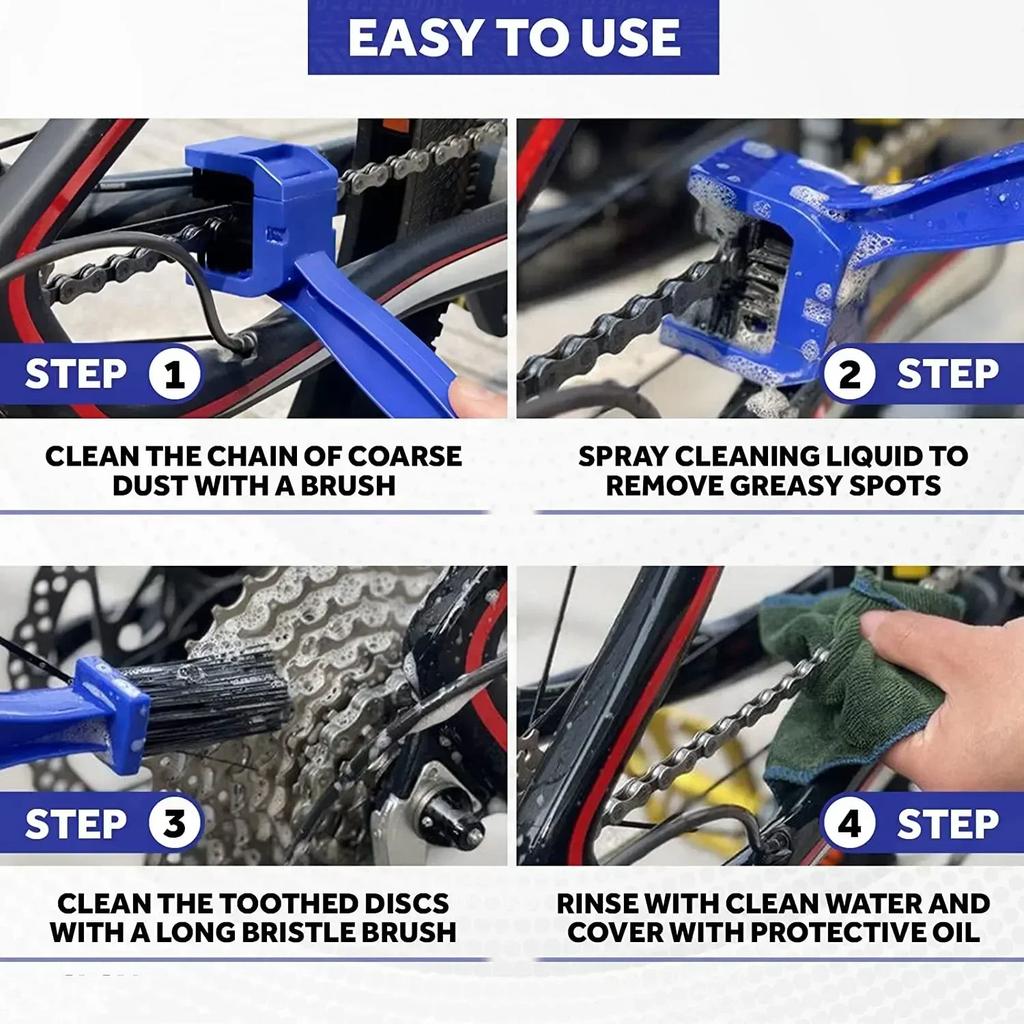 New Bike Chain Cleaner Bicycle Motorcycle Chain Cleaning Brush Dual Heads Cycling Cleaning Kit Chain Maintenance Clean Dirt Tool