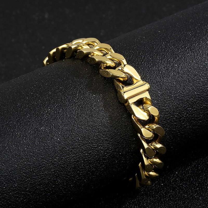 Kalen 10/12/13MM Cuban Chain Heavy Bracelet Shiny Necklace for Men 316L Stainless Steel Gold Color Jewelry Birthday P arty Gift