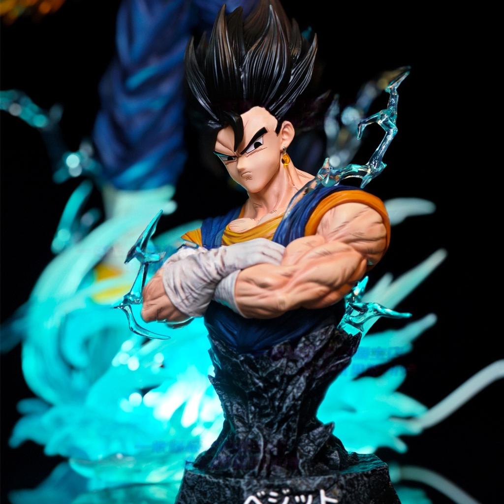 Hb Jt 38Cm/14.96Inch Dragon Ball Z Vegetto Figure 3 Heads Replace Super Saiyan Action Figures Collection Model Statue Toys Gifts