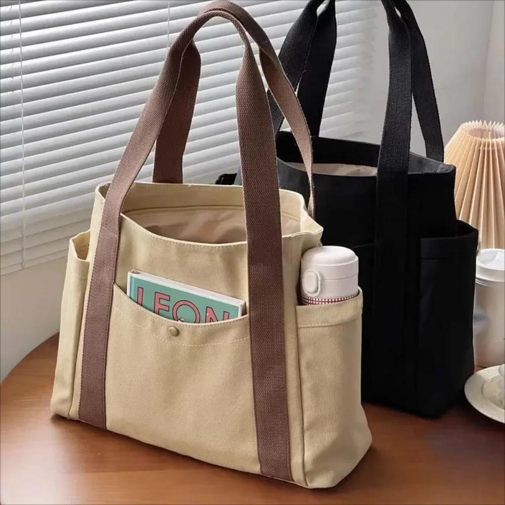 Canvas Tote Bags for Work Commuting Carrying Bag College Style Student Outfit Book Shoulder Bag