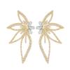 Women's Personality Fashion Big Earrings with Full Rhinestones Inlaid Maple Leaf Shape Luxury Stud Earrings for Party Wedding