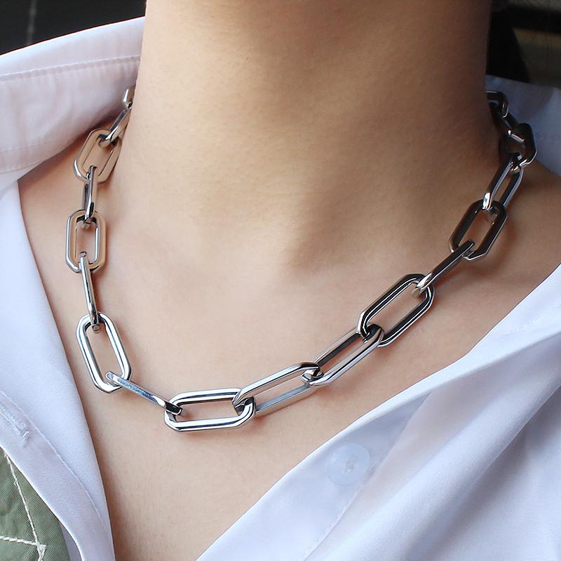 Gold Color Big Carabiner Lock Clasp Bracelet for Women Handmade Statement Necklace Set Chain Link Charm Femme Jewelry