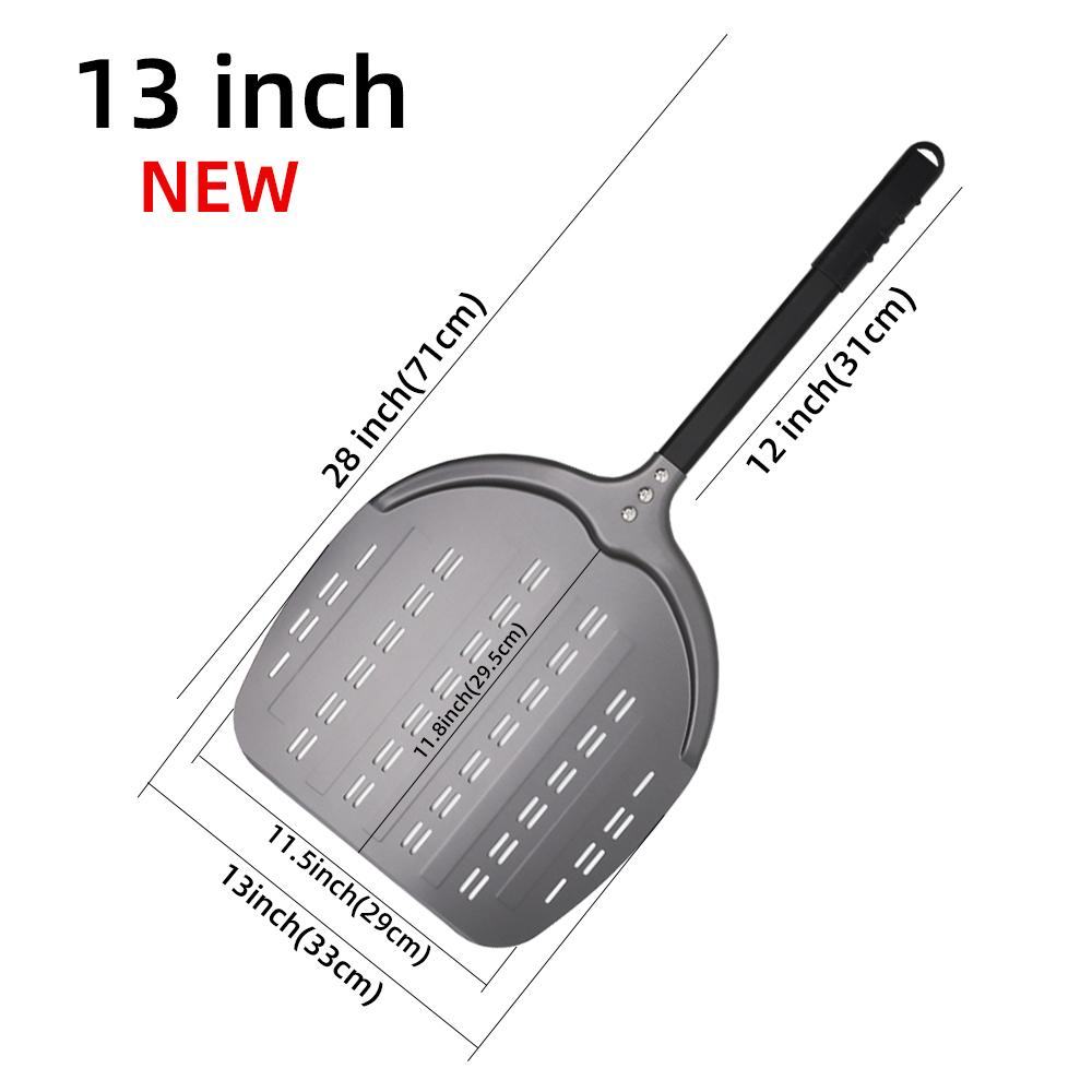 12 13 14Inch Pizza Peel Long Handle Turning Aluminum Pizza Turner Nonstick Baking Tool Perforated Paddle Kitchen Accessory