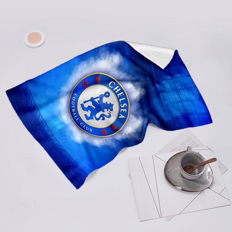 proof beach towel with Chelsea FC logo pattern - soft,absorbent,quick-drying,machine washable - perfect for swimming,camping,bathing