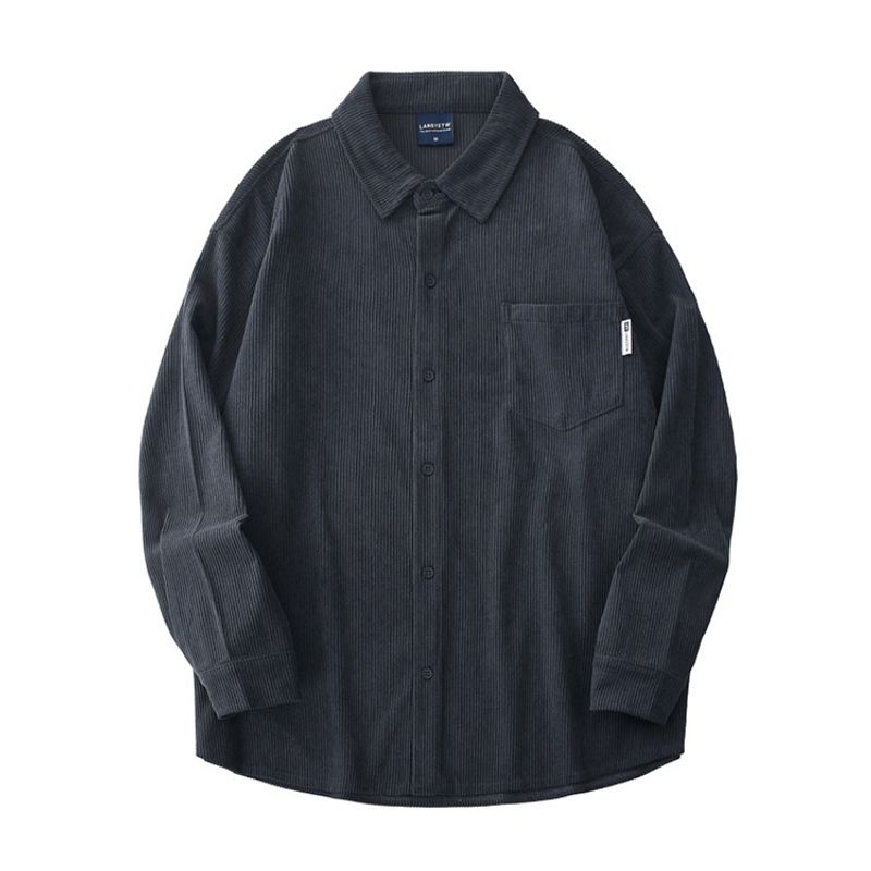 American Vintage Corduroy Shirts Men's Autumn and Winter New Long Sleeve Casual Thickened Cargo Outerwear Foreign Trade Men's Shirt