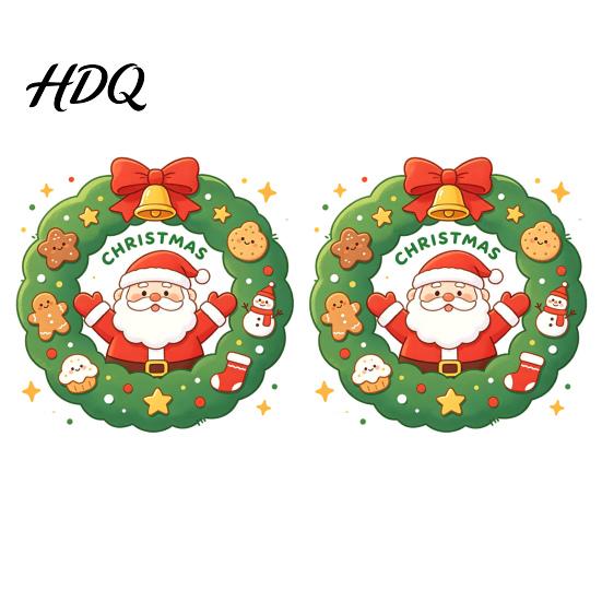 Festive Home Decoration Christmas Santa Claus Wreath Window Cling Cartoon Static Sticker PVC Indoor Outdoor Ornaments Waterproof Glass Decal