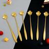 5 pièces Cuillères à Glace Accessoires de Cuisine Ménagers Cuillères à Café à Thé en Acier Inoxydable Cuillère à Dessert Café Florale Cuillère à Thé à Long Manche
