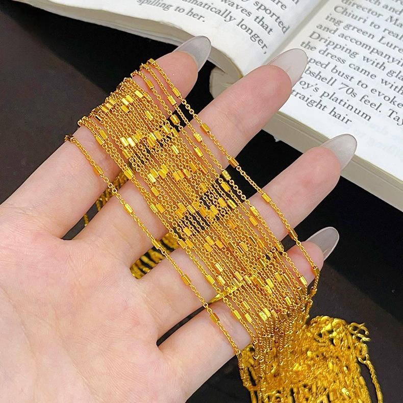 Trendy Geometric Gold Bar Chain Necklace with M Buckle - Simple, Versatile Design