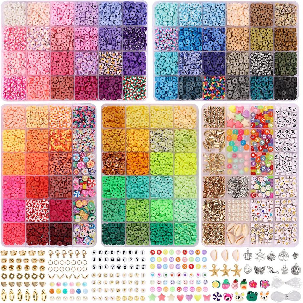 Multi-Color DIY Soft Clay Bead Jewelry Set for Kids – Bracelets & Necklaces