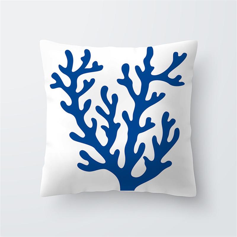 Blauer Ozean-Seestern-Bio-Druckmuster-Kissenbezug für Zuhause, Wohnzimmer, Sofa, Dekoration, quadratischer Dekokissen-Kissenbezug, 45 x 45 cm