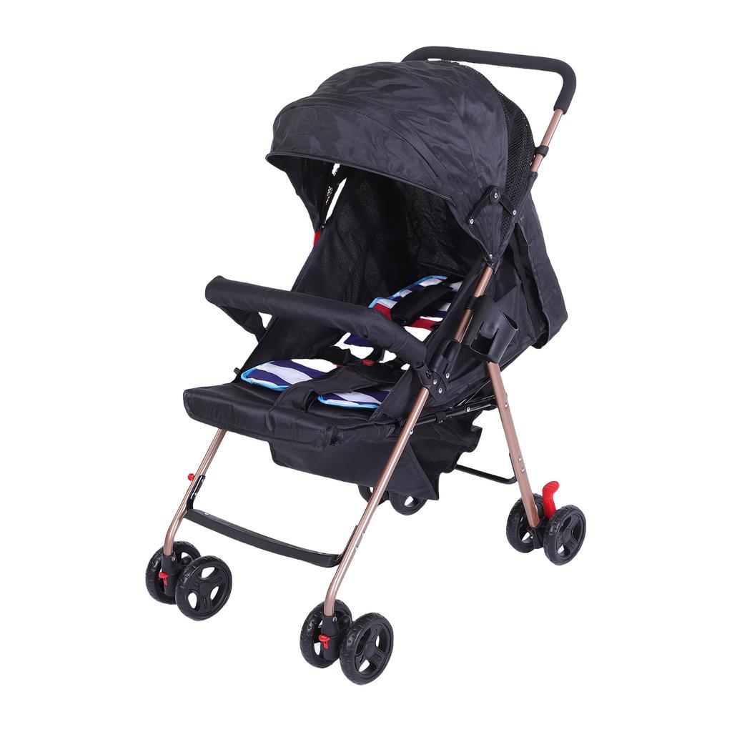 Baby Stroller Lightweight Foldable Shock Absorption High Landscape Toddler Pushchair with   Backrest Canopy Net Storage Basket for Outdoor
