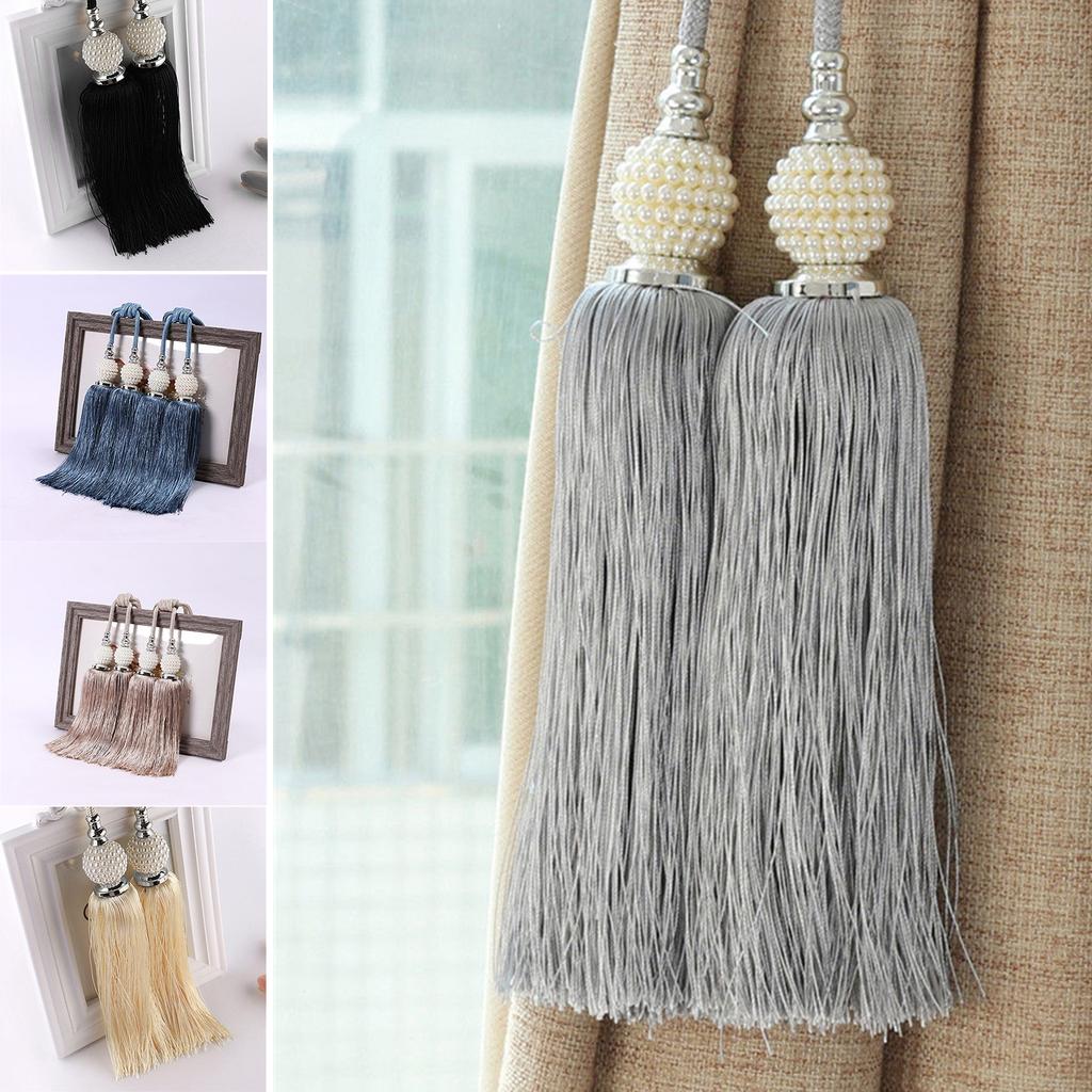 1PCS Chinese Classical Style pearl Double Ball Curtain Hanging Ball Tassel Binding Rope Curtain Decoration