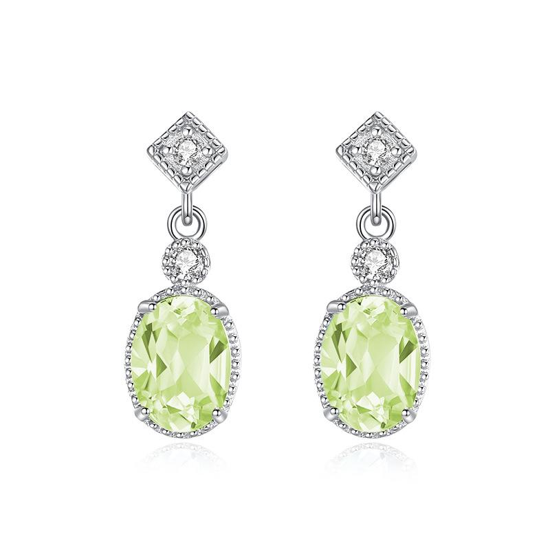 Natural crystal stone earrings premium garnet topaz s925 sterling silver stud earrings women