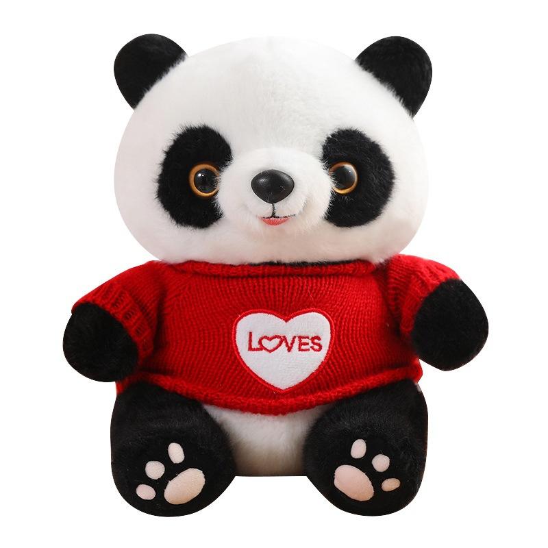 

Cute sweater panda doll plush toy black and white red panda doll children soothing rag doll birthday gift 25cm（0.2kg）