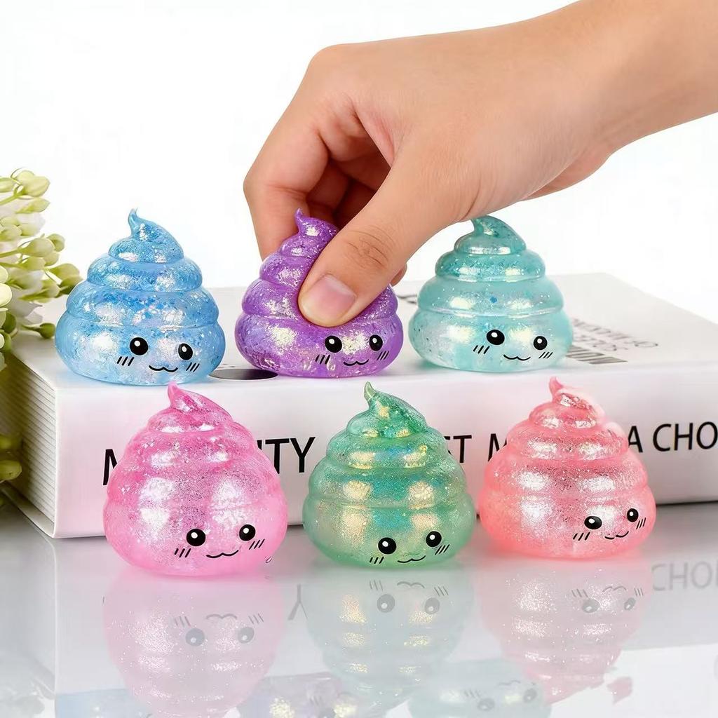 Novelty Squishy Poo Stress Ball Squishies Toys Glitter Funny Stretch Squeeze Fidget Toys For Kids Adults Fool'S Day Prank Gift