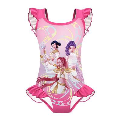 Kinder Mädchen Anime Cartoon POP Sängerin Rumi Zoey Mira Print Rüschen Ärmellos Einteiliger Badeanzug Bademode