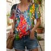 New Colorful Plaid Patchwork 3D Print T-Shirts Women's V-Neck Short Sleeve T Shirt Y2k Harajuku Tees Casual Tops Female Clothing