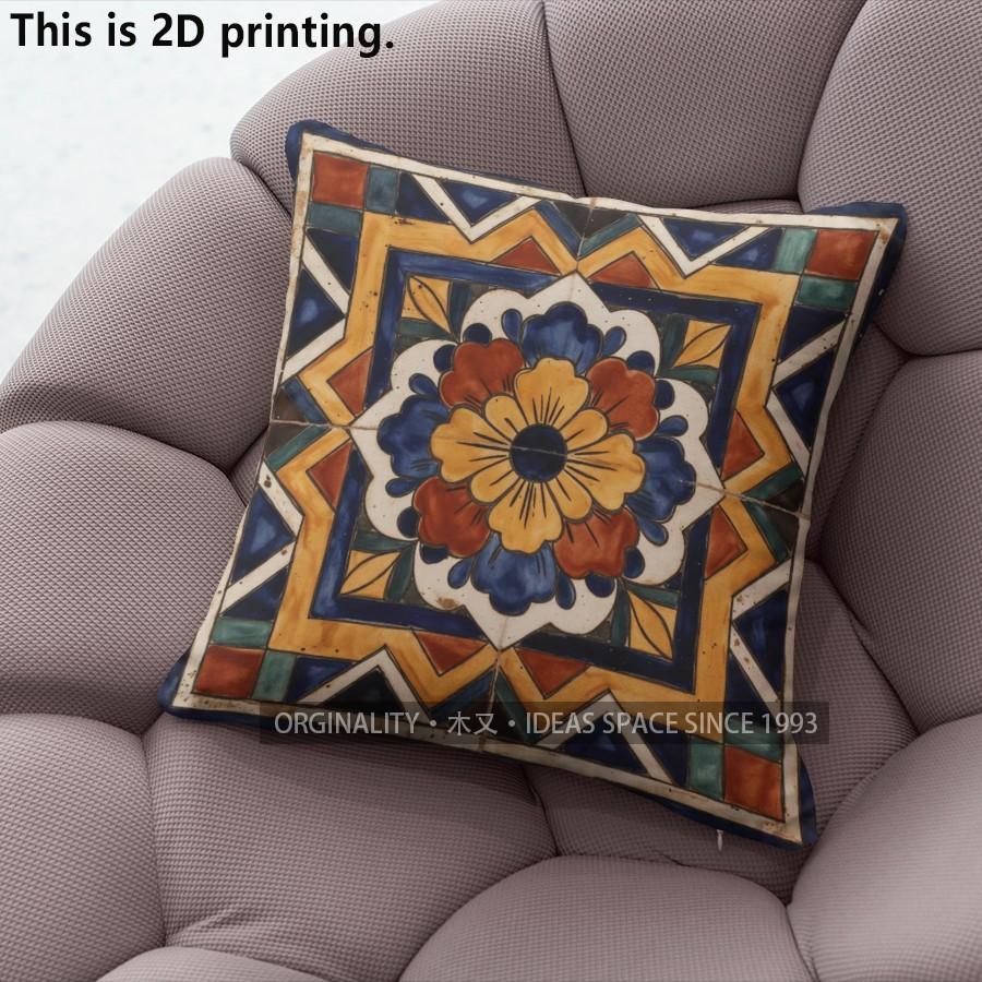 Bohemian Floral Tile Throw Pillow Covers Pattern Cushion Cover Suitable for Sofa Bedroom Car Pillow Cover