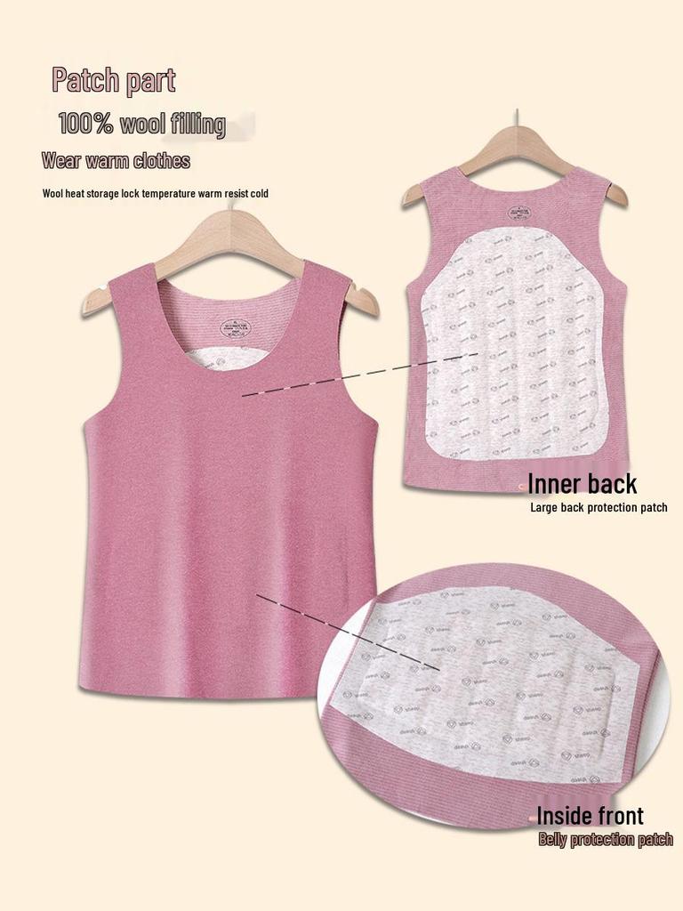 De Róng Women's Seamless Warm Vest - Winter Plus Velvet, Thickened Stomach Protection, Heating Base Layer, Cotton Camisole