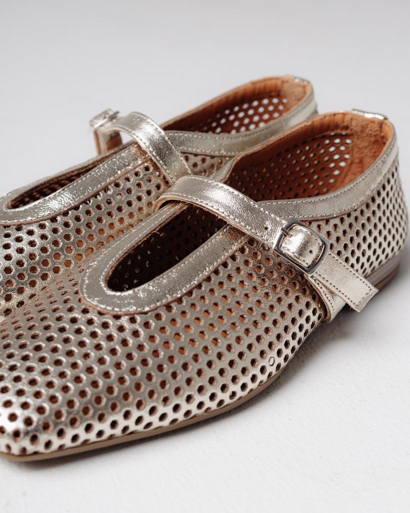 Балетки перфорированные Krula 64003 36 золотистые кожа