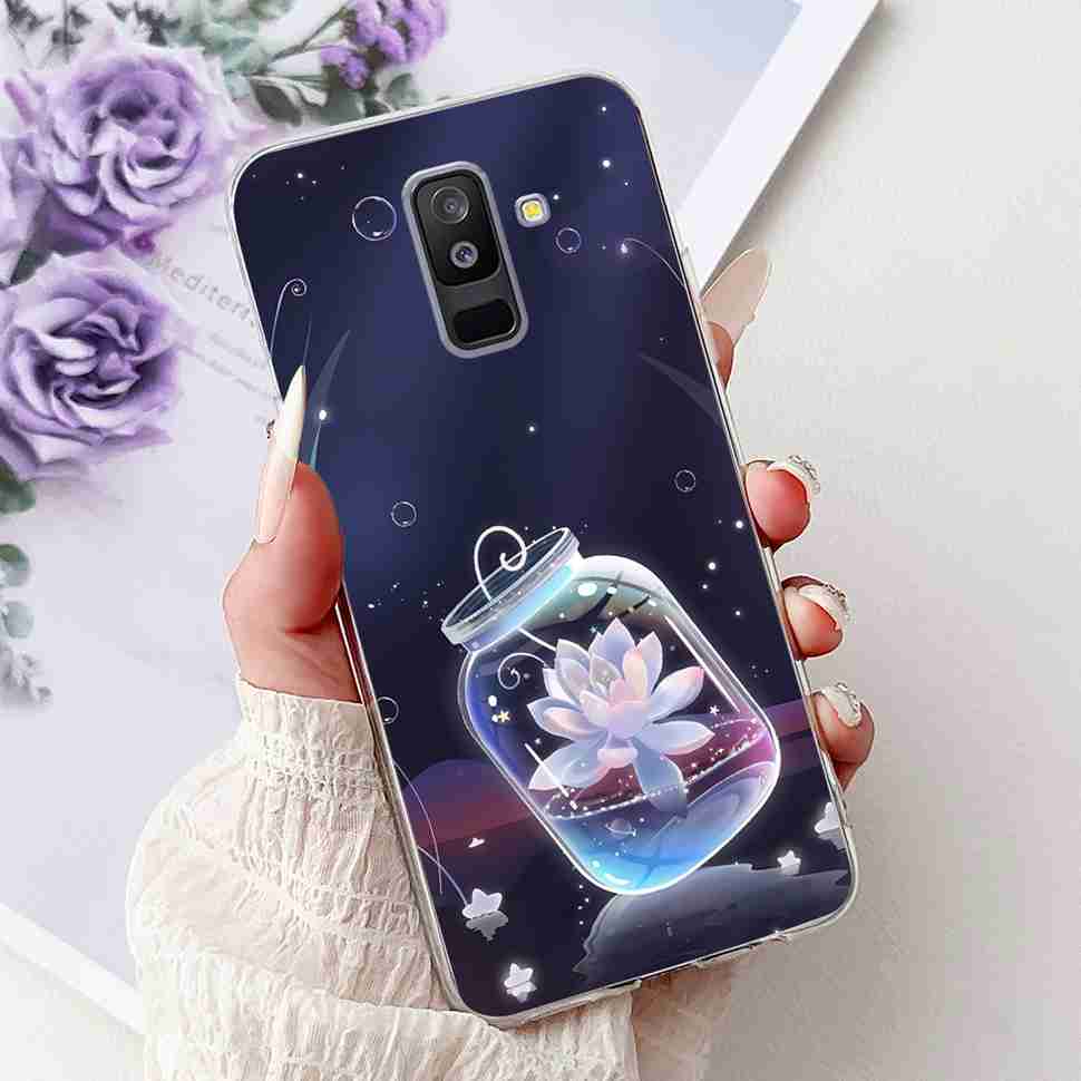 For Samsung Galaxy A6+ 2018 6.0" Case SM-A605FN Cartoon Cat Soft Silicone Cover For Samsung A6+ A6 Plus 2018 New Flower Bumper